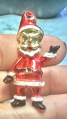 Grinch Santa Claus – Blue Rhinestone eyes/Red/Black enamel Brooch/Pin, 2″