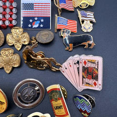Vintage Lot of Lapel Pins Brooches Flags Enamel Rhinestones Assorted Unsigned