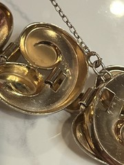 MONET 925 Sterling Silver Vintage Modernist Heart Link Bracelet 6.75″gold Vermil