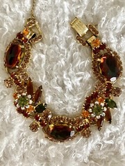 JULIANA D&E Iridescent Watermelon Art Glass Rhinestone Bracelet! SPECTACULAR!!