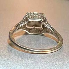 Art Deco Style 1.85Ct Lab Created Diamond Engagement 14K White Gold Finish Ring