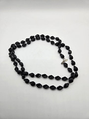 Vintage Irregular Black Lucite Twisted Beaded Necklace 35in long