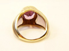 Unique Vintage 10 K Gold Amethyst Transparent Sides Mid Century Sz 8 Dinner Ring