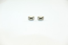 Vintage Swank Cufflinks Silver-tone Alloy With Center Smokey Grey Stone