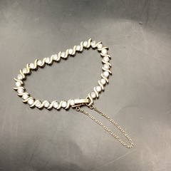 Vintage Gold Tone S Link Tennis Bracelet With Cubic Zirconias 7in
