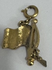 Vintage Monet Enameled Brass American Flag Charm Bracelet