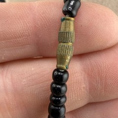 Vintage Beaded Necklace Black Glass 19”