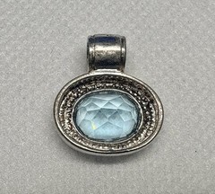 K46 Vintage 4 Ct. Blue Topaz 925 Silver Pendant Art Nouveau Thailand Maker SU