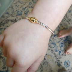 Child’s Bangle Eternity Bracelet Sterling Silver Gold Vermeil Threaded Bead New