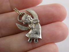 Vintage Sterling Silver Angel Most of the Time Charm Pendant 925 2.7g 1 Inch