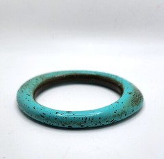 Vintage Angie Gooderham sculptural acrylic resin faux turquoise bangle bracelet