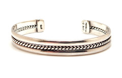 Vintage Sterling Silver Rope Cable Design 10.0 mm Cuff Bracelet, 6.75″, 20.7g