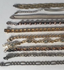 Vtg Sterling Silver Gold Tennis & Chain Bracelets Lot of 10 Diamond CZ Topaz