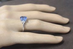Vintage 14k White Gold Engagement Ring 2.75ct.Natural Blue Sapphire Radiant GIA