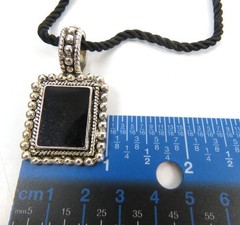VTG BEST Pendant Silver Tone Metal Beaded Accent with ONYX?