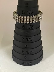 Vintage ^ 3-Row Clear Rhinestone Expansion Stretch Bracelet in Silver Tone
