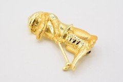 Danecraft Vintage Alligator Pin Brooch Brushed Gold Golfing Crocodile NOS BinA11