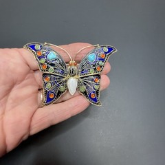 Metropolitan Museum Art Butterfly Cleo Brooch Sterling Silver 3.25″ MMA 1992
