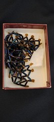 Art Deco Peacock Iridescent Bugle Netted Collar Vintage Necklace 16.5″