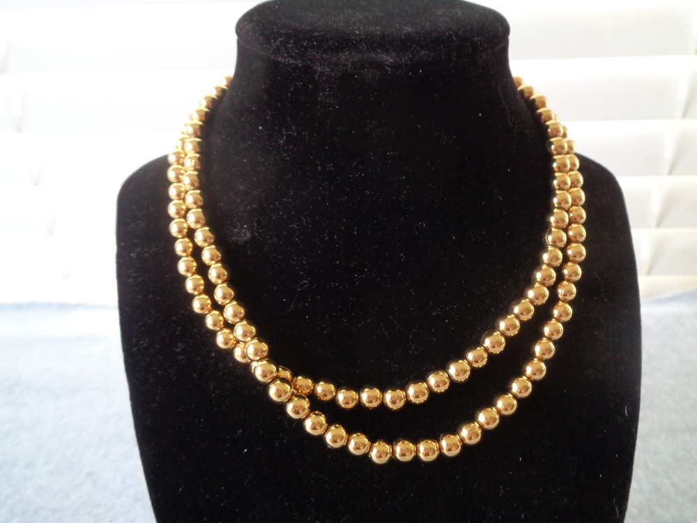 Vintage Gold tone Signed Monet Bead 30″ Necklace