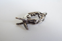 Risque Sterling Silver Pendant Nude Woman Riding Moon 4.7 grams Solid 925 Fairy
