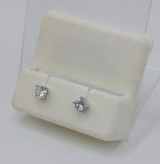 925 CZ Stud Earrings 4mm Sterling Silver 0.6g Round Brilliant Minimalist Petite