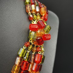 Vintage W Germany Colorful Layered Necklace 15” Choker Collar Multi Strand Beads