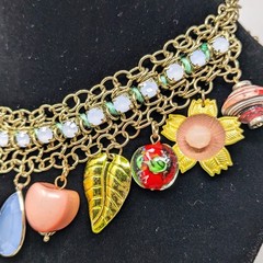 Multicolor Statement Necklace Layered Boho Bib Charm Flowers Eclectic Colorful