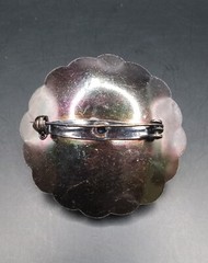 Vintage Brass Flower Brooch Pin With Sodalite Stone #363