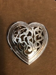 Vintage Large Gold Tone Open Work Heart Scarf Slide Clip
