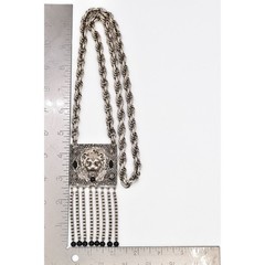 Edlee Vintage Chain Lion Door Knocker Necklace Heavy Chain Silver Signed BinBL