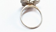 ONYX MOP RING SIZE 8 3/4 STERLING SILVER BUTTERFLY RING SIGNED 925 THAILAND SX