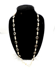 Vintage Gold Tone Faceted Crystal Pearls No Clasp Necklace 34″