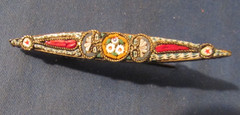 VINTAGE MICRO MOSAIC FLORAL BAR BROOCH PIN ITALY 2 1/2 INCHES
