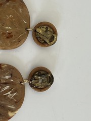 Brown Marbled Lucite Plastic Drop Dangle Clip-on Earrings 3.5 Inches Boho Rainbo
