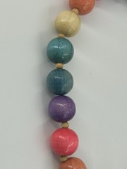 Vintage Colorful Chunky Wooden Choker Necklace Womens 18 Inch