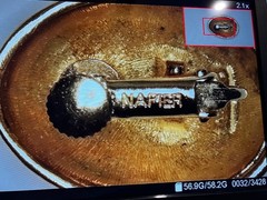 Vintage Napier gold‑tone textured oval screw‑back earring – signed, excellent co