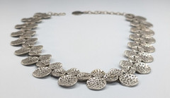 Vintage SERAGLIO Hammered Silver Tone Circles Chunky Statement Necklace 21.5″