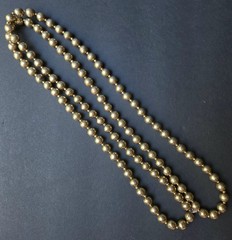 Vtg BRASS BEAD METAL 10mm Ball Necklace Chunky 29″ GoldTone Boho Decor Statement