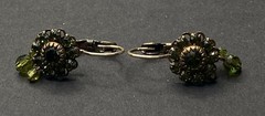 VTG Signed Liz Palacios Lime Green Swarovski Crystal Earrings W/ Lever Closure