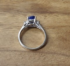 14K white gold engagement ring 2.21ct. Natural Untreated Blue Sapphire Cushion