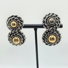 Vintage PARK LANE Swirl Clip-On Earrings 18k Gold & Silver Plate Plate On Card