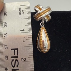 Vtg X Drop Silver Gold Tone Rope Teardrop Dangle Earrings Designer PD Nice