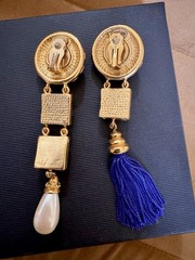 Vintage Escada Shoulder Duster Earrings, 5 Inches Long, Signed, Excellent!