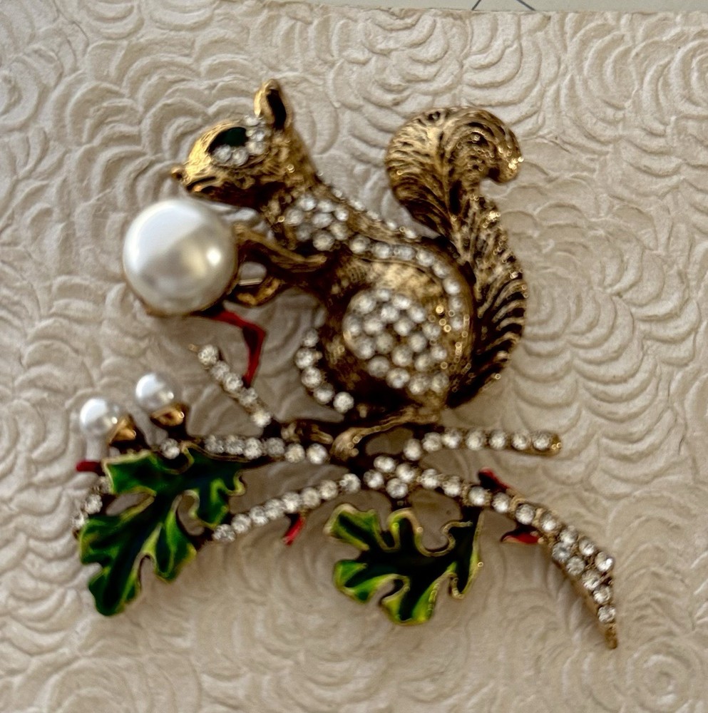 Squirrel acrylic vintage style brooch pin