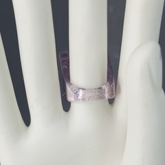 Chunky Lucite Square Ring Lavender Sparkle Cube Size 8 Retro Statement Runway