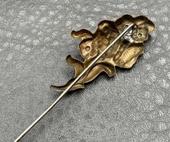 Antique Art Nouveau Butterfly Floral Victorian Repousse Gold Tone Stick Pin