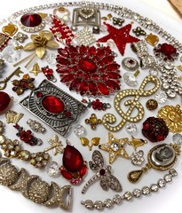 Lot Vintage & Modern Jewelry Parts Broken Repurpose Craft Rhinestones Harvest Z