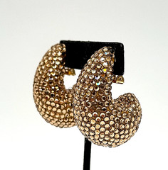 Large RICHARD KERR Champagne Mirrored Rhinestone Clip On Earrings