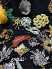Costume Jewelry Brooch Lot Bakelite, Eisenberg, Jay Strongwater, Swarovski, JJ